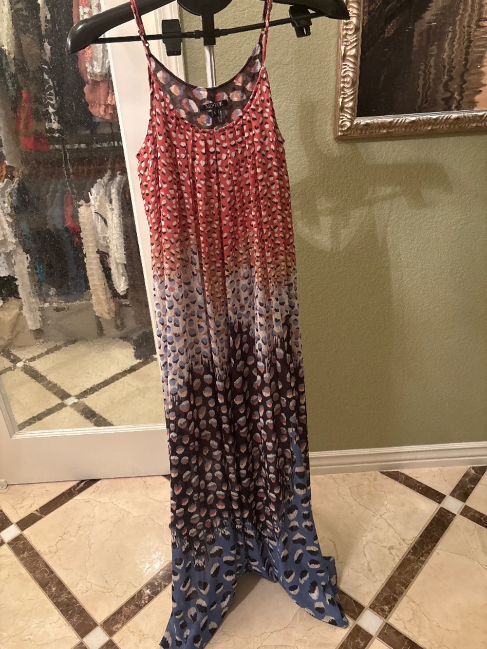 NIC+ZOE Blue Dahlia Ombre Leopard Print Maxi Dress - Size S